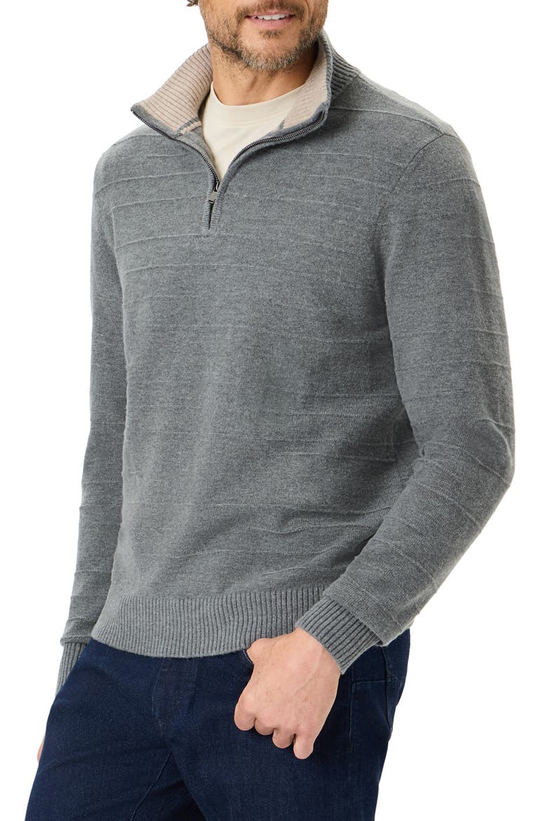 Poggio Quarter Zip Sweater, Main, color, GREY