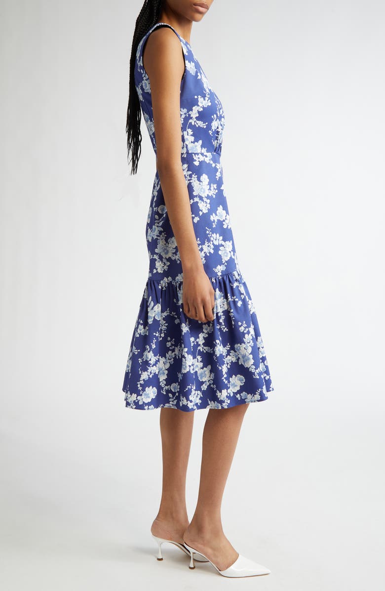 Carolina Herrera Floral Print Tiered Dress, Alternate, color, Nautilus Multi