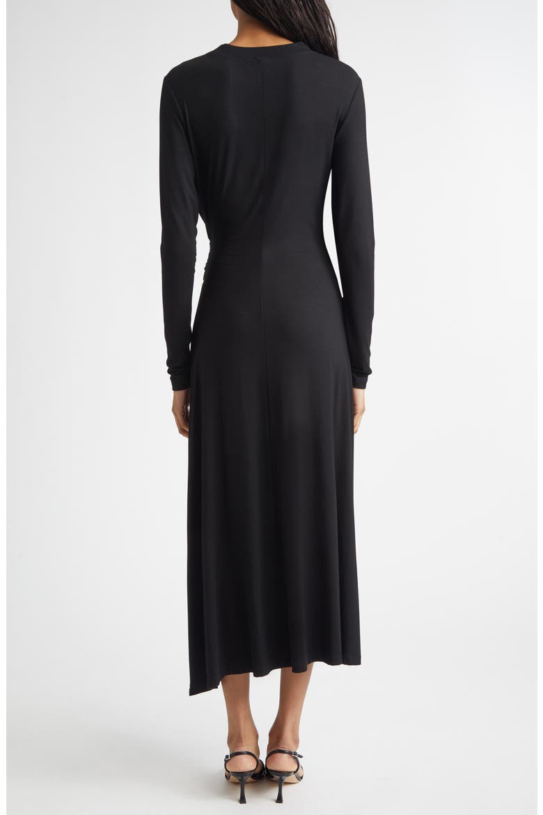 Avise Long Sleeve Twist Detail Jersey Midi Dress, Alternate, color, BLACK