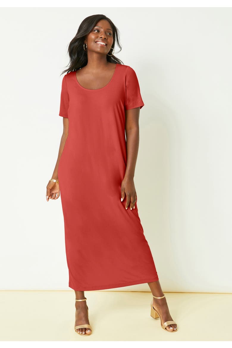 2 Piece Stretch Knit Duster Set, Alternate, color, BURNT RED