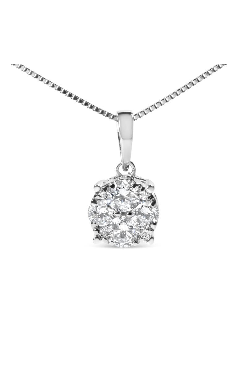 Haus of Brilliance 14k White Gold 1/2 Cttw Lab Grown Diamond Floral Cluster Pendant Necklace, Main, color, White