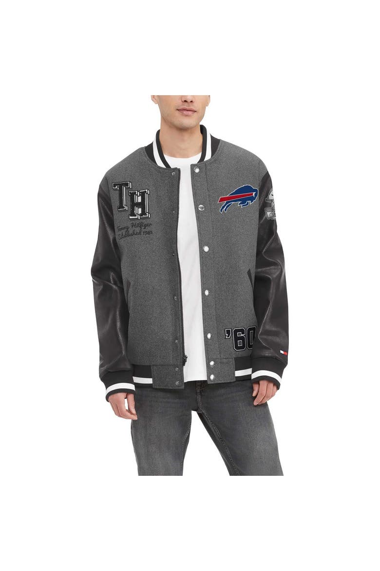 Men's Tommy Hilfiger  Heather Gray/Black Buffalo Bills Gunner Full-Zip Varsity Jacket, Main, color, Heather Gray