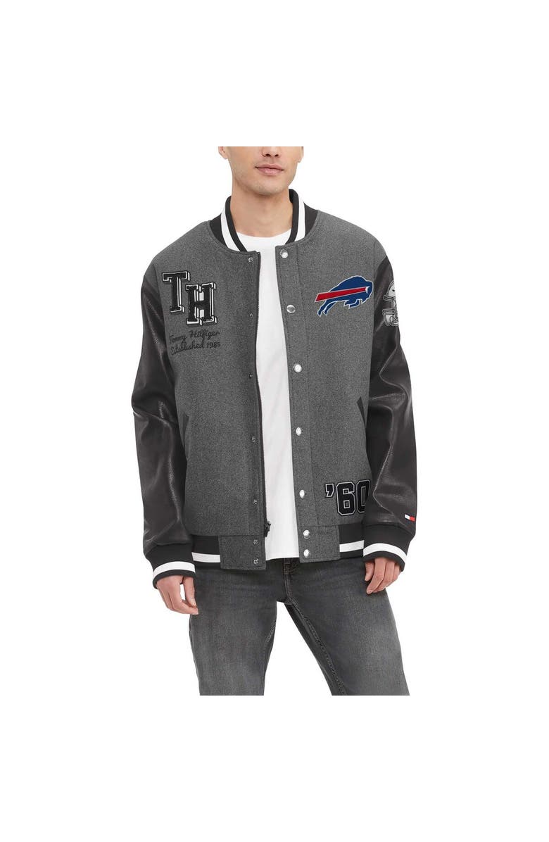 Tommy Hilfiger Men's Tommy Hilfiger  Heather Gray/Black Buffalo Bills Gunner Full-Zip Varsity Jacket, Main, color, Heather Gray