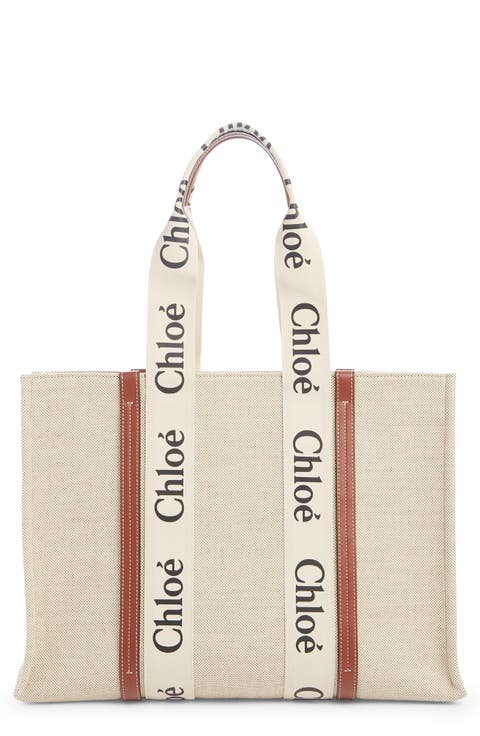 Large Woody Logo Strap Canvas Tote