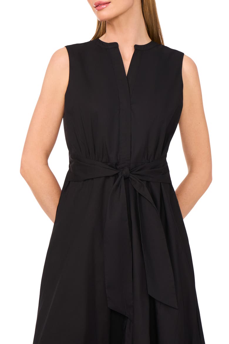 Tie Front Cotton Midi Sundress, Alternate, color, RICH BLACK