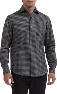 Bugatchi Devon OoohCotton® Houndstooth Button-Up Shirt