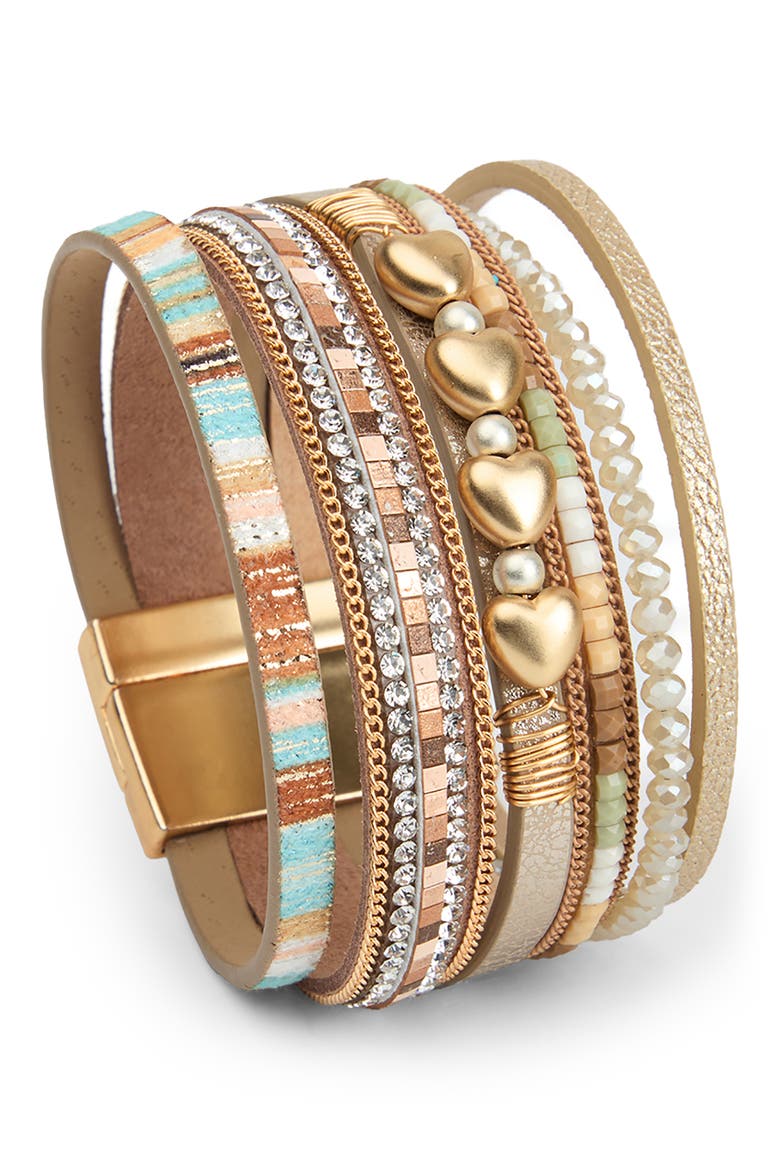 Charm Faux Leather Bracelet, Main, color, BEIGE