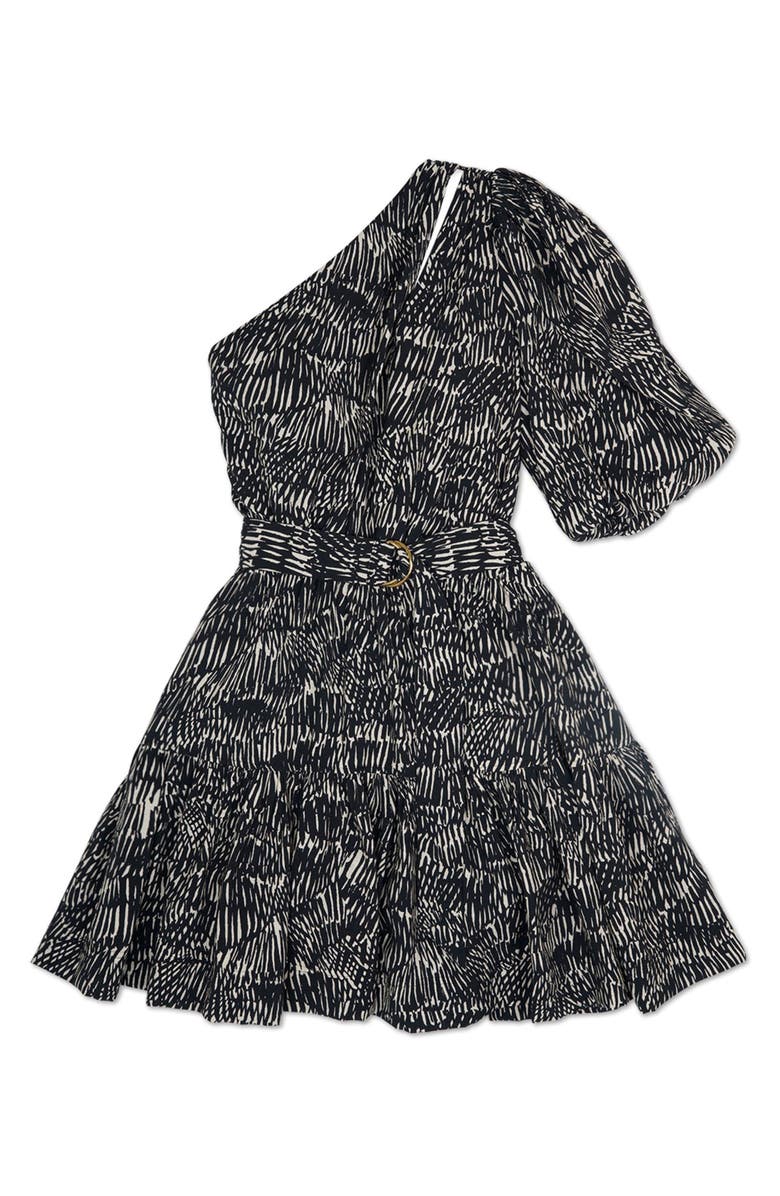 Simkhai Adriana Abstract Fern Print One-Shoulder Dress, Alternate, color, 