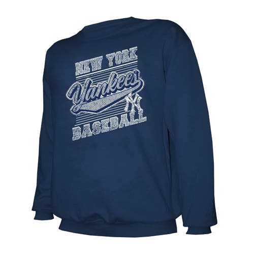 Stitches Navy New York Yankees Pullover Sweatshirt In Navy