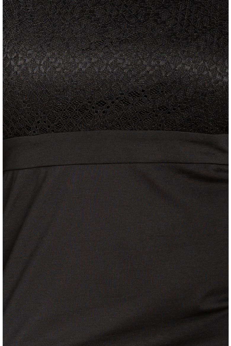 Lace Collar Long Sleeve Midi Dress, Alternate, color, BLACK