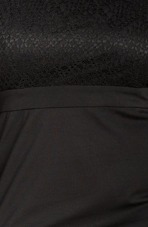 Buxom Couture Lace Collar Long Sleeve Midi Dress In Black
