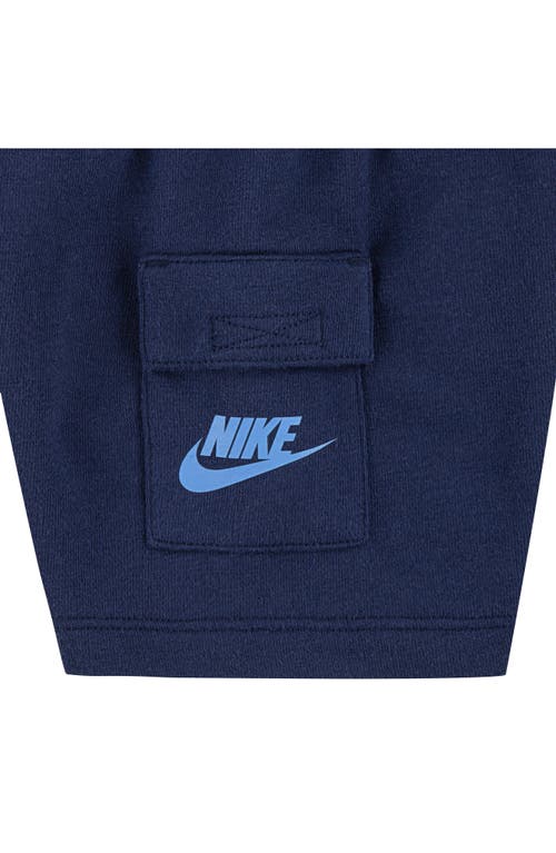 Nike Logo Tee & Cargo Shorts 2-piece Set In Midnight Blue