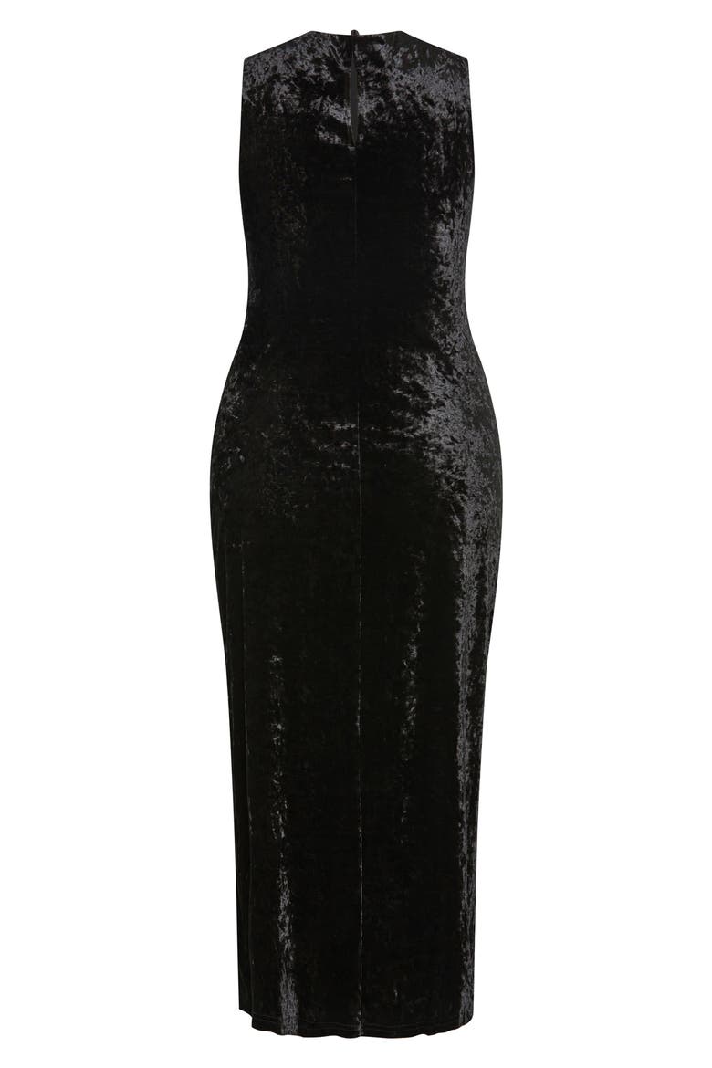 Aviana Velvet Mock Neck Midi Dress, Alternate, color, BLACK