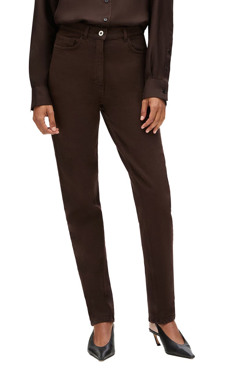 Another Tomorrow Slim Denim Pant, Main, color, Dark Chocolate