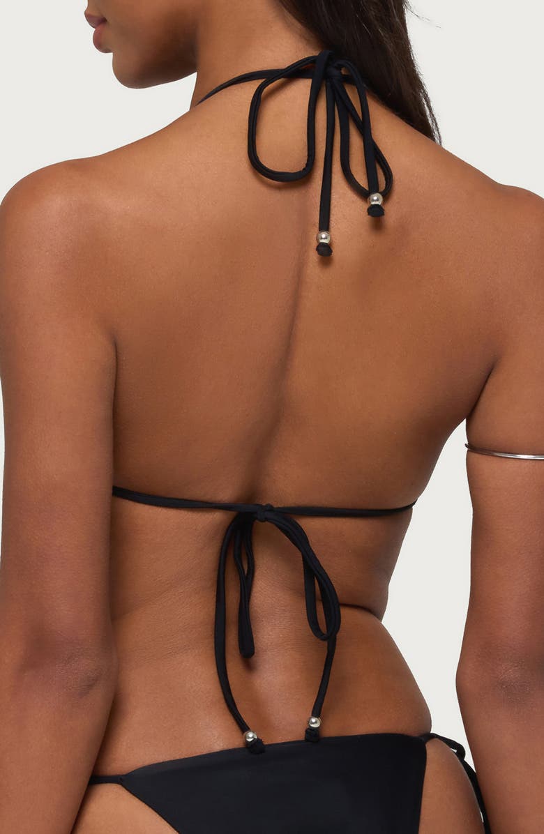 EDIKTED Saphie Beaded Bikini Top, Alternate, color, Black