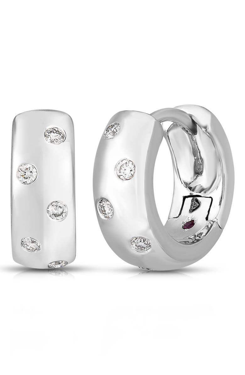 Roberto Coin Tiny Treasures Diamond Huggie Hoop Earrings, Main, color, 