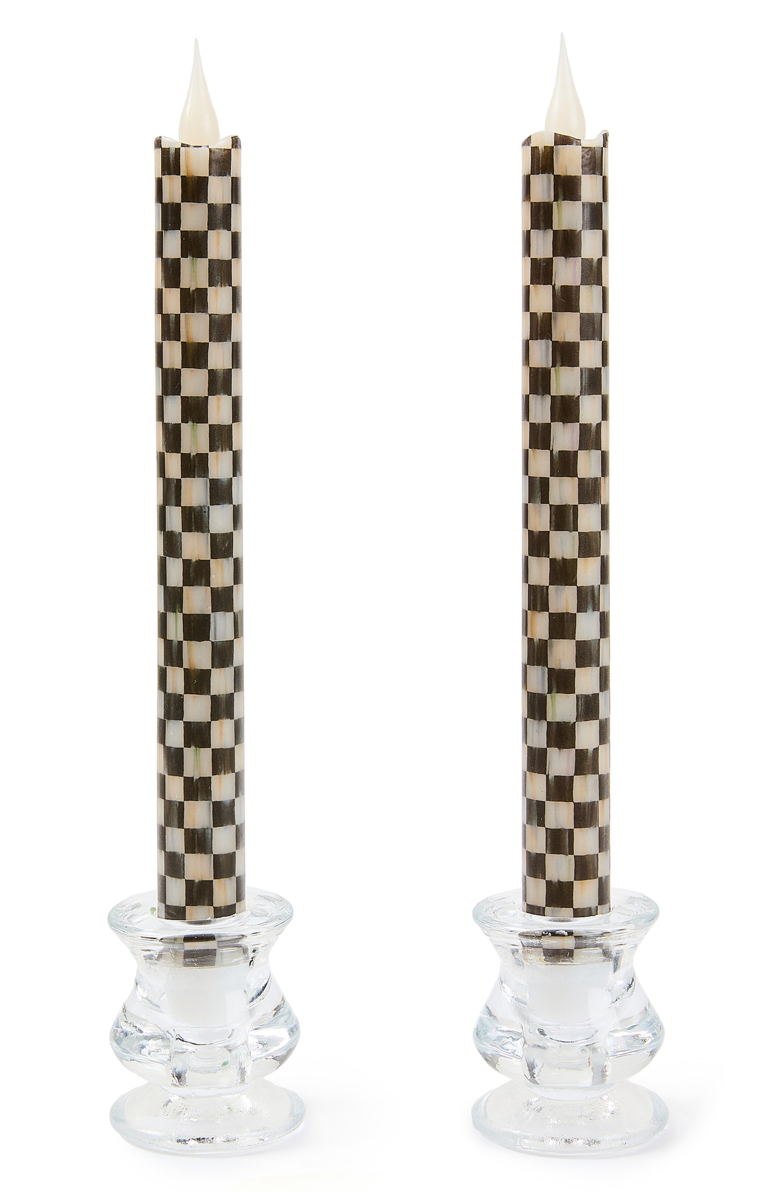 MacKenzie Childs Courtly Check Flameless Dinner Candles
