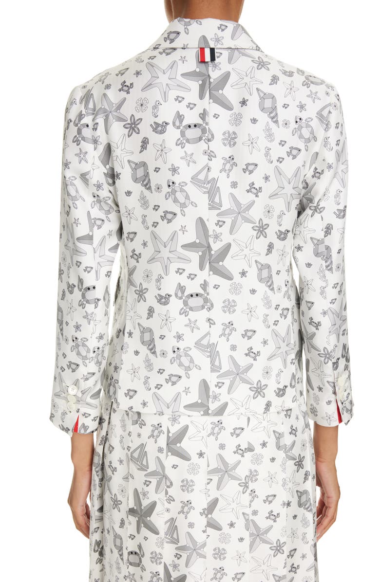 Thom Browne Nautical Crystal Print Shrunken Silk Sport Coat, Alternate, color,