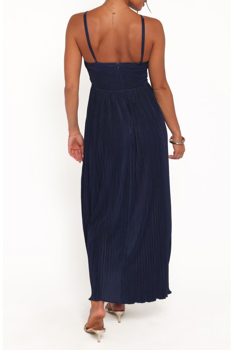 Polly Pleated Sleeveless Midi A-Line Dress, Alternate, color, NAVY