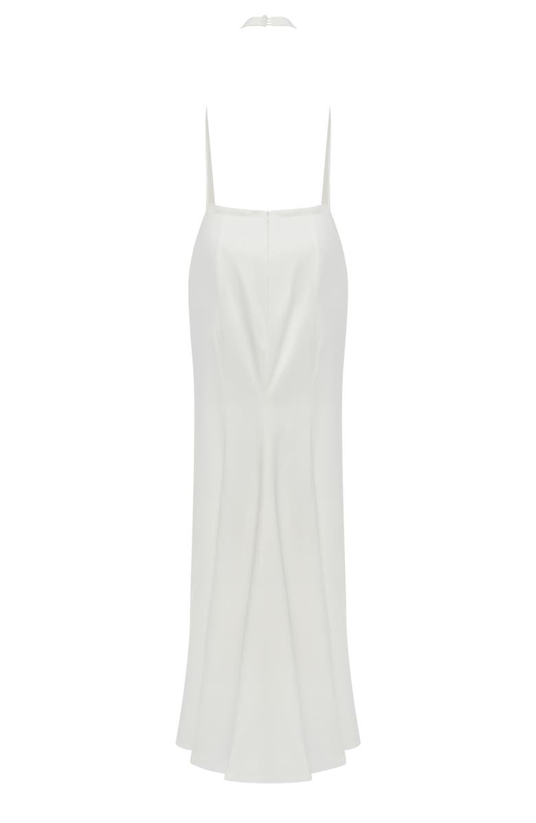 Milla White Mock Neck Sleeveless Low Slit Dress, Alternate, color, 