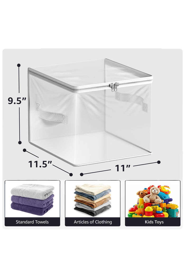 Set of 6 Clear Storage Bins, Alternate, color, CLEAR