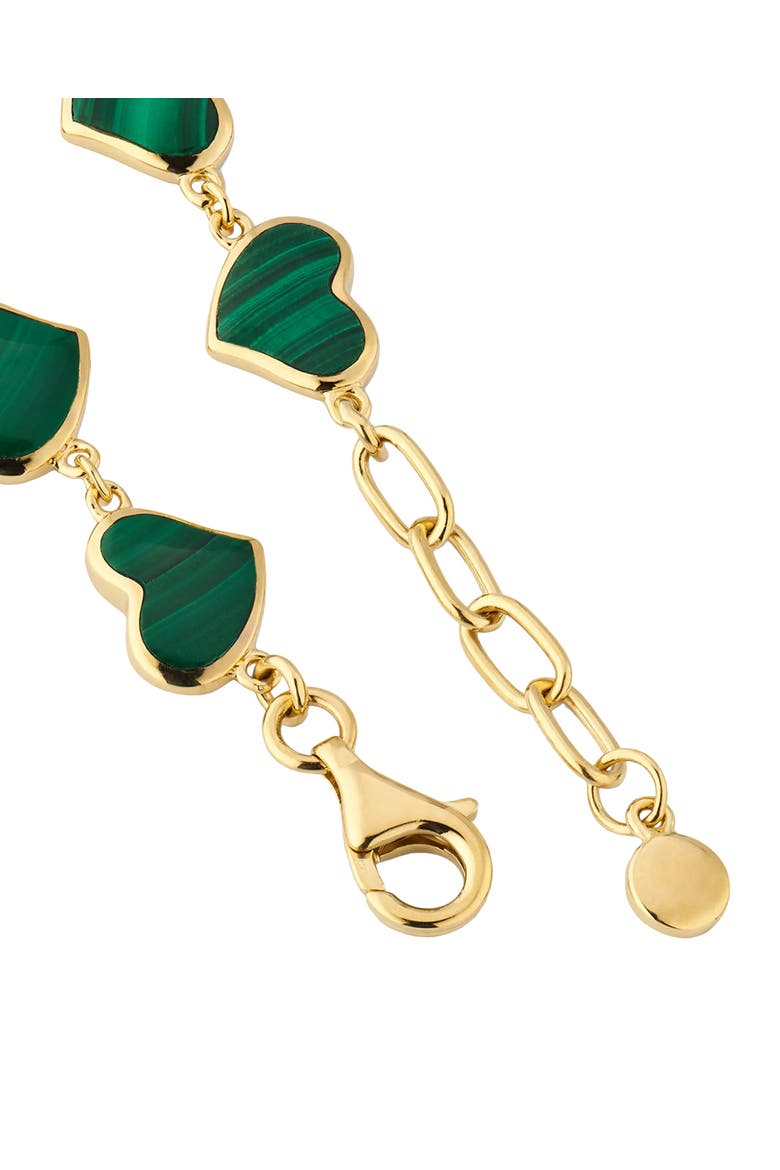 All Around Heart Bracelet Set In 18K Gold Overlay Sterling Silver, Alternate, color, Green