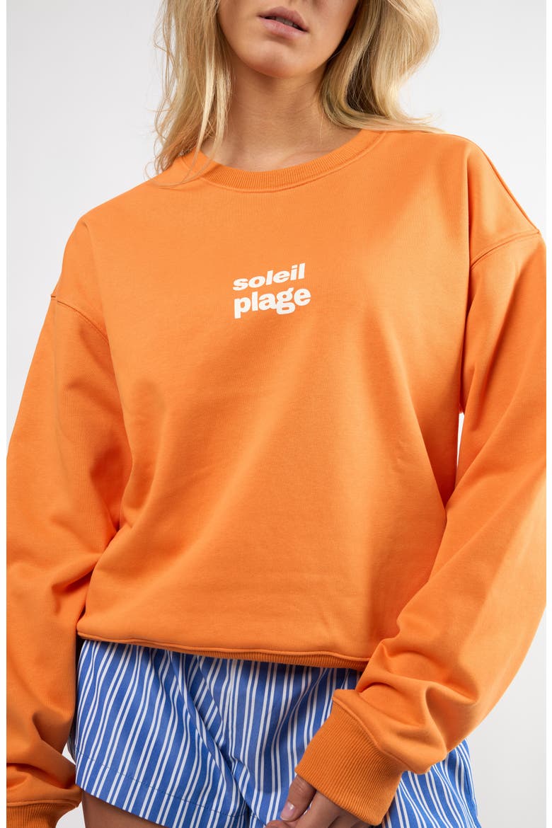 The Soleil Plage Cotton Graphic Sweatshirt, Alternate, color, ORANGE