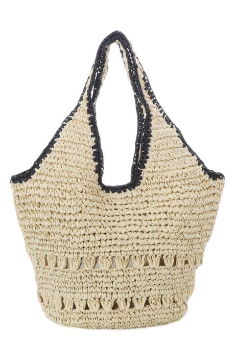 Oversized Raffia Hobo Shoulder Bag