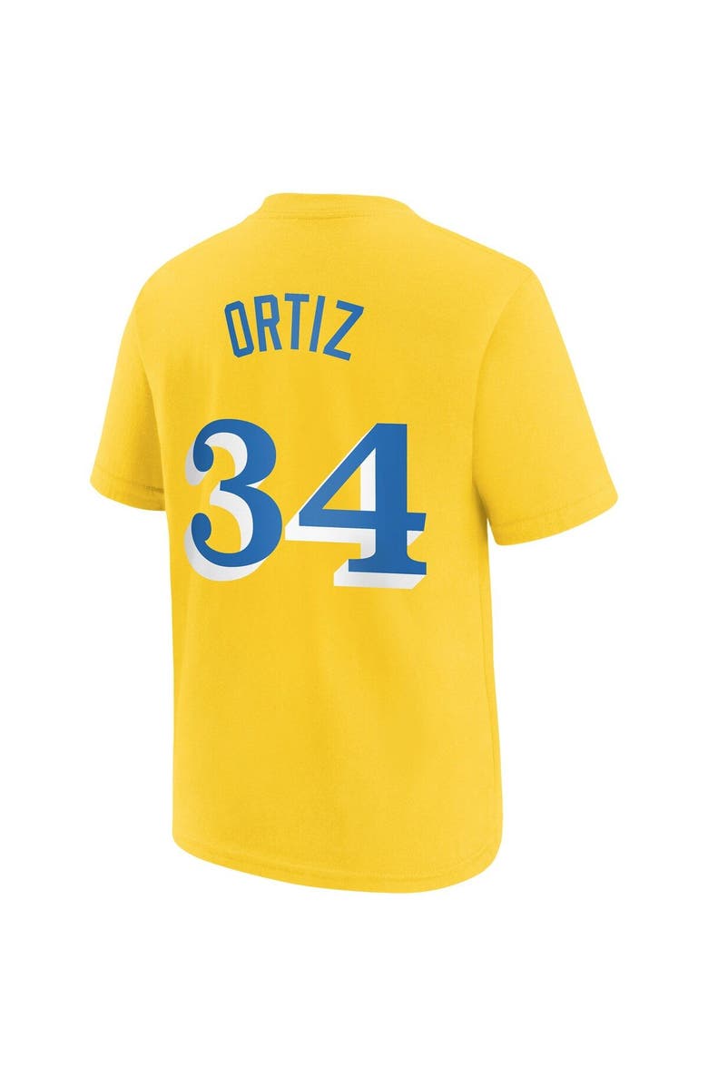 Nike Youth Nike David Ortiz Gold Boston Red Sox City Connect Name & Number T-Shirt, Alternate, color,