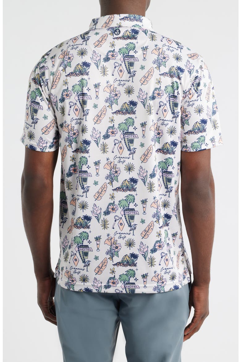 Oasis Tropical Icons Print Performance Golf Polo, Alternate, color, VINTAGE WHITE