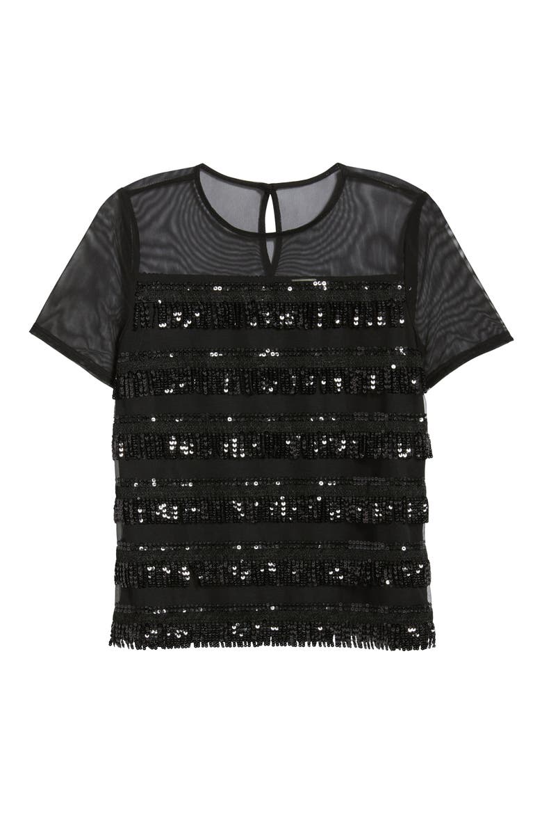 Sequin Fringe Illusion Top, Alternate, color, ANNE BLACK