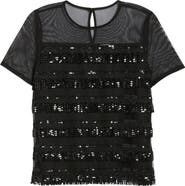 Anne Klein Sequin Fringe Illusion Top