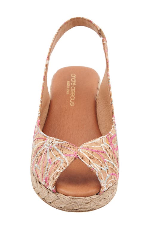 Andre Assous André Assous Audrey Slingback Peep Toe Espadrille Wedge Sandal In Beige/pink Multi Floral