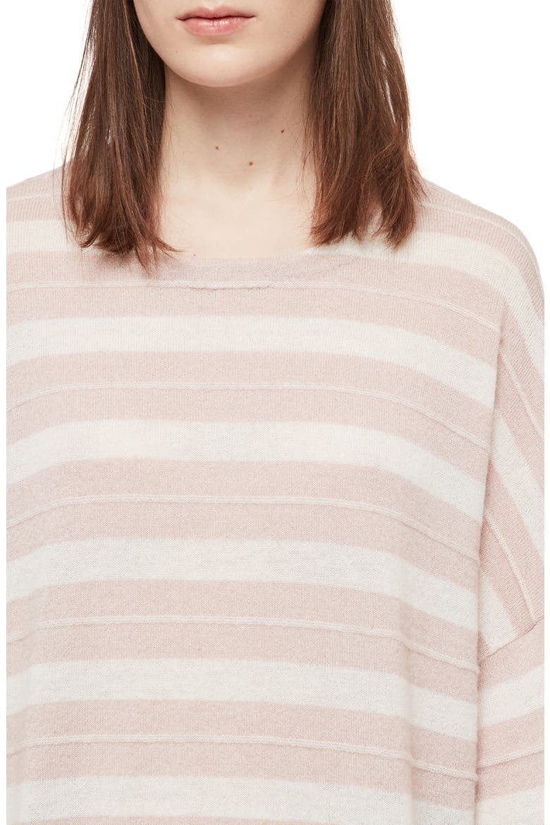 Cassia Stripe Boat Neck Sweater, Alternate, color, BABY PINK/ CHALK WHITE