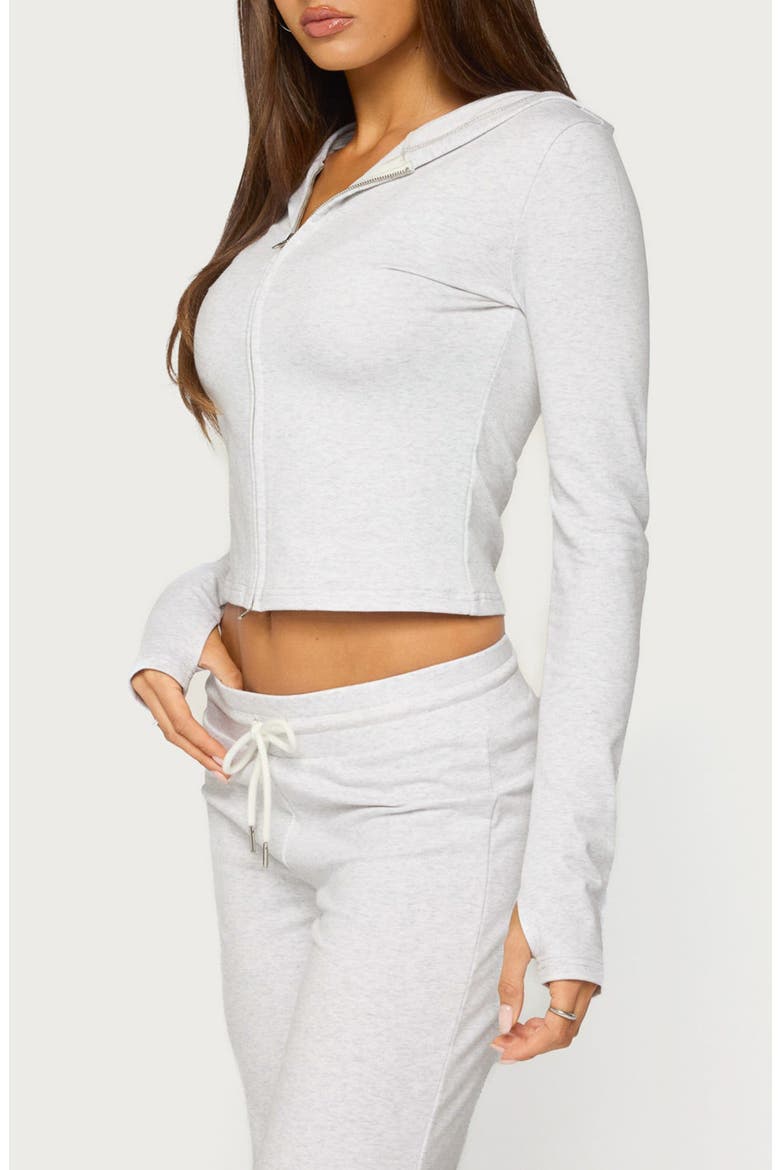 Keara Fitted Full Zip Hoodie, Alternate, color, LIGHT-GRAY-MELANGE