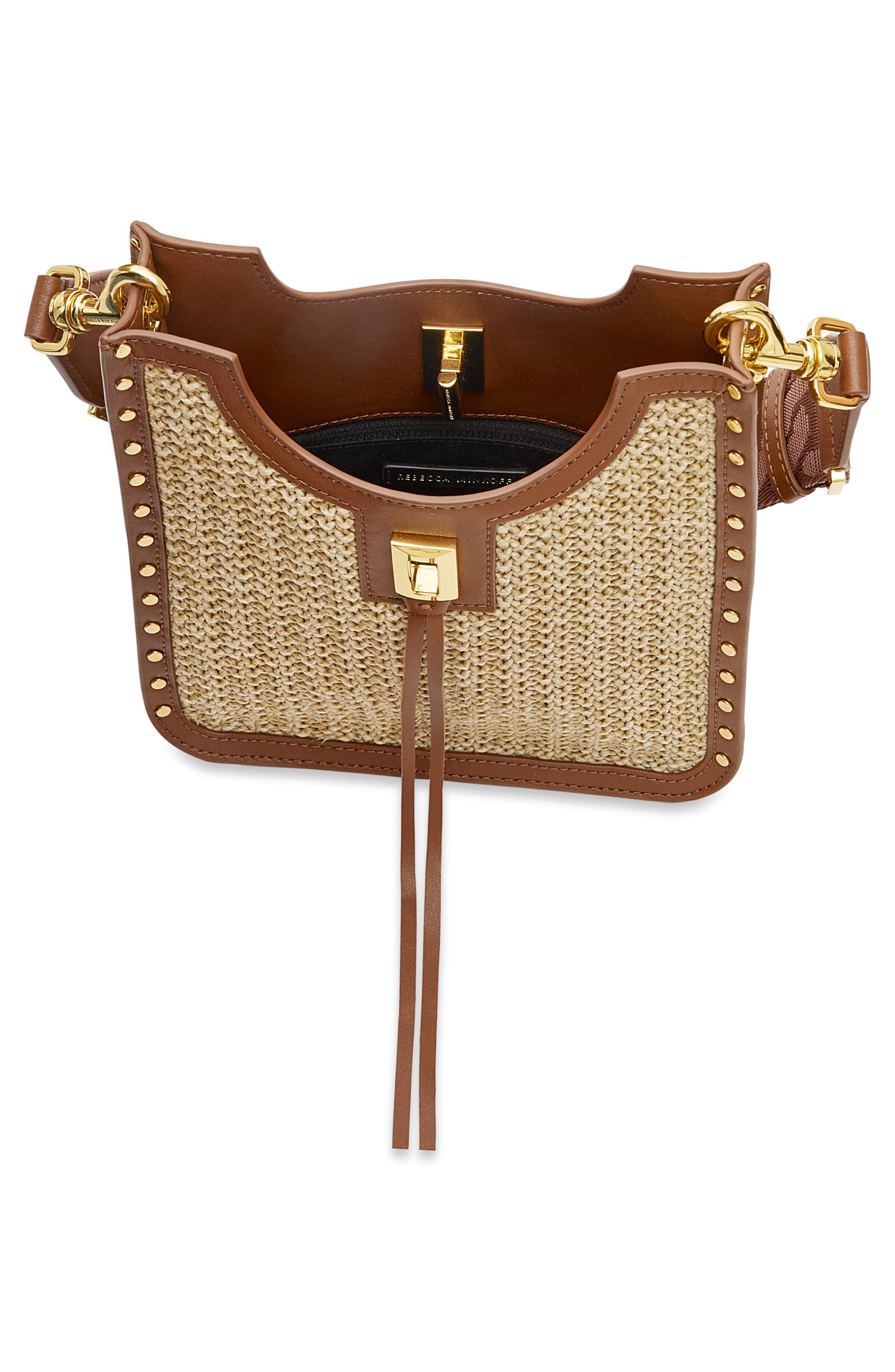 Rebecca Minkoff Mini Darren Feed Crossbody Bag, Alternate, color, Natural/ Cocoa