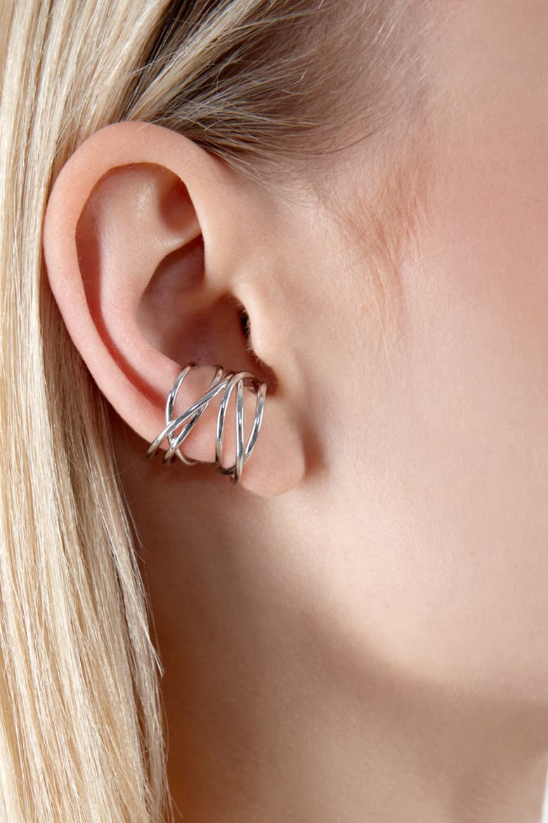 Full Element Ear Cuff, Alternate, color, Sterling Silver