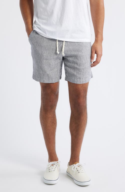 Alex Crane Bo Linen Drawstring Shorts In Lines