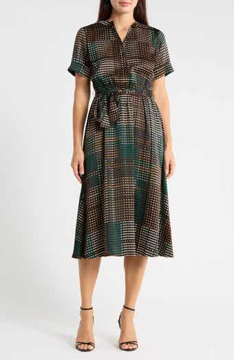 Tie Waist Satin Midi Dress