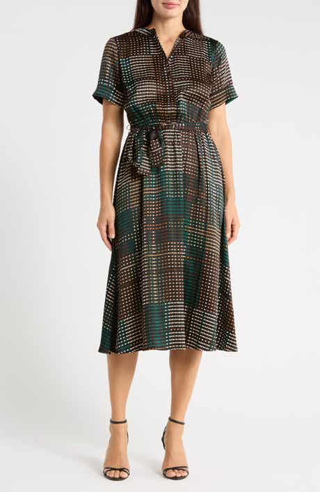 Tie Waist Satin Midi Dress