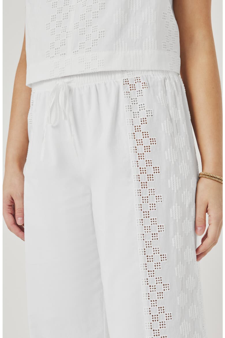 Kenzie Geo Eyelet Crop Wide Leg Pants, Alternate, color, WHITE