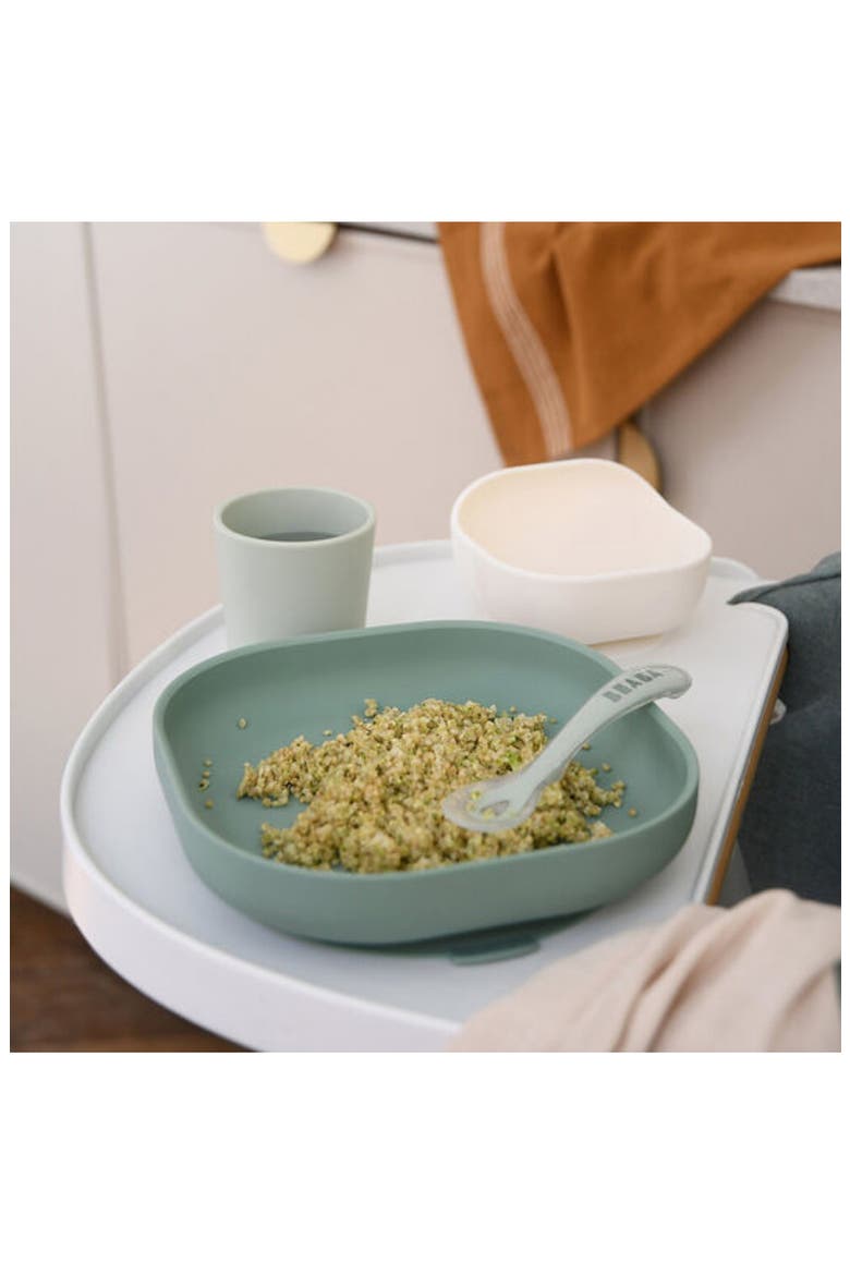 4-Piece Silicone Suction Baby Feeding Set, Alternate, color, SAGE