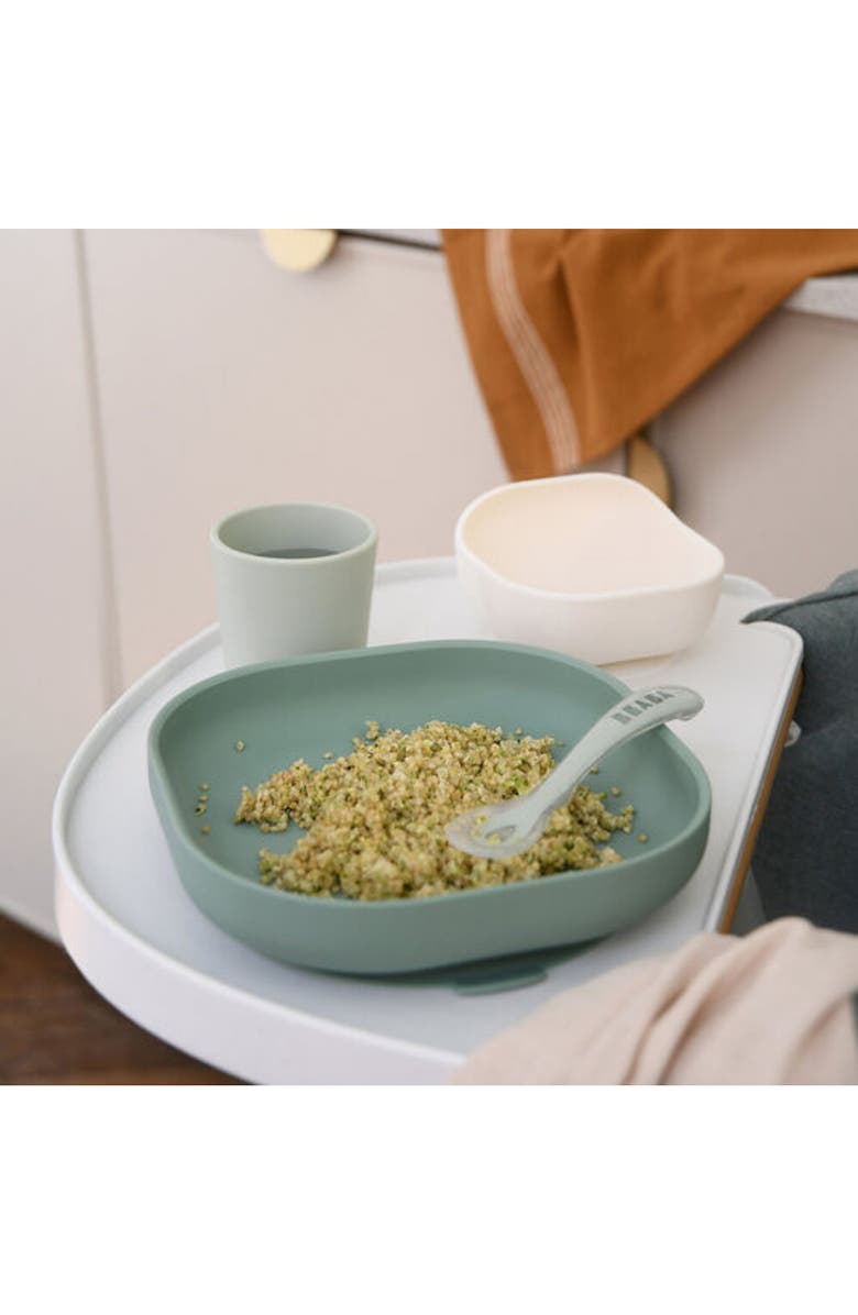 BEABA 4-Piece Silicone Suction Meal Set, Alternate, color, Sage Green