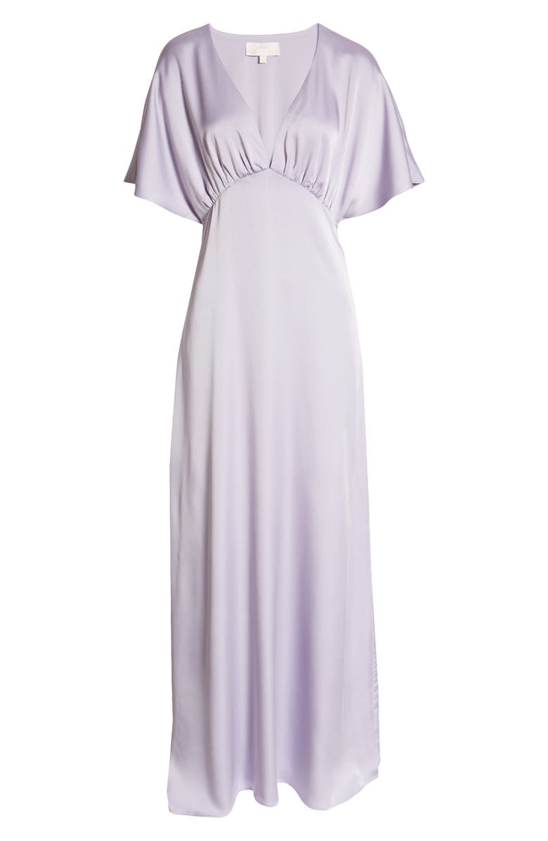 WAYF The Chiara Flutter Sleeve Satin Dress, Alternate, color,