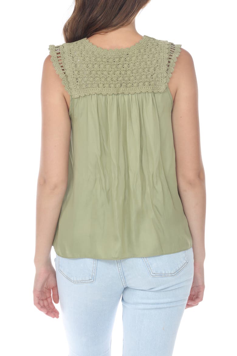 Lacey Knit Yoke Mixed Media Tank, Alternate, color, OLIVE
