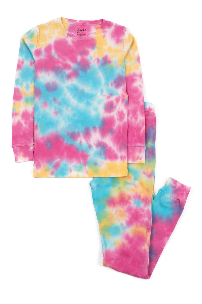 Tie Dye 2-Piece Cotton Pajamas, Main, color, PINK