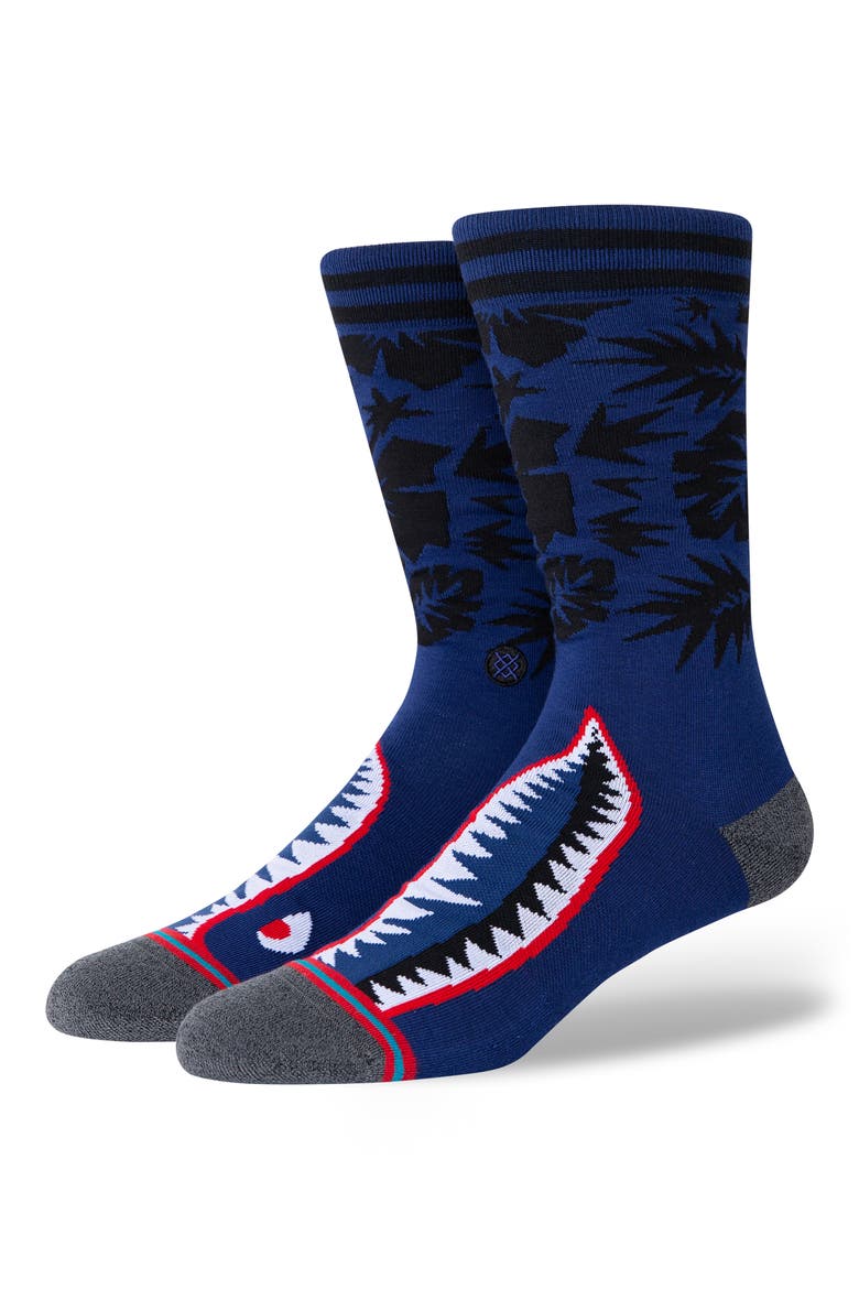Tropical Warbird Crew Socks, Alternate, color, BLUE