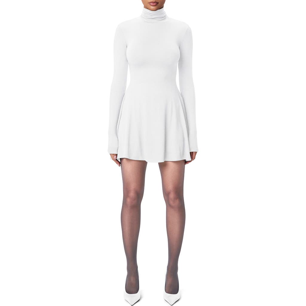 Naked Wardrobe Long Sleeve Turtleneck Minidress In Neutral