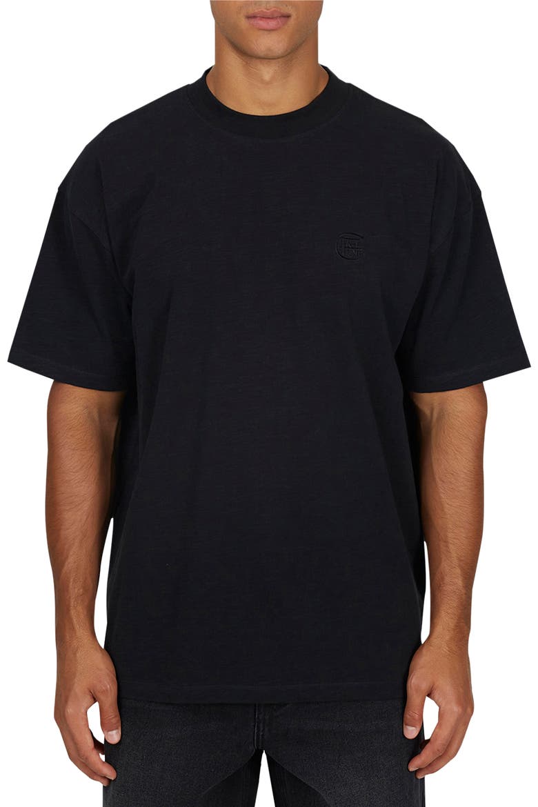 Emblem Tonal Relaxed Slub  T-shirt, Main, color, Black