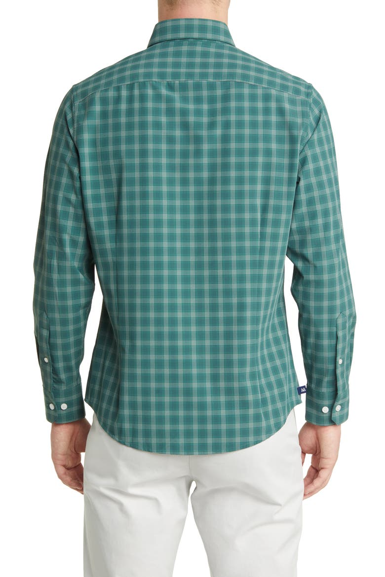 Leeward Trim Fit Bistro Green Check Peformance Button-Up Shirt, Alternate, color, GREEN